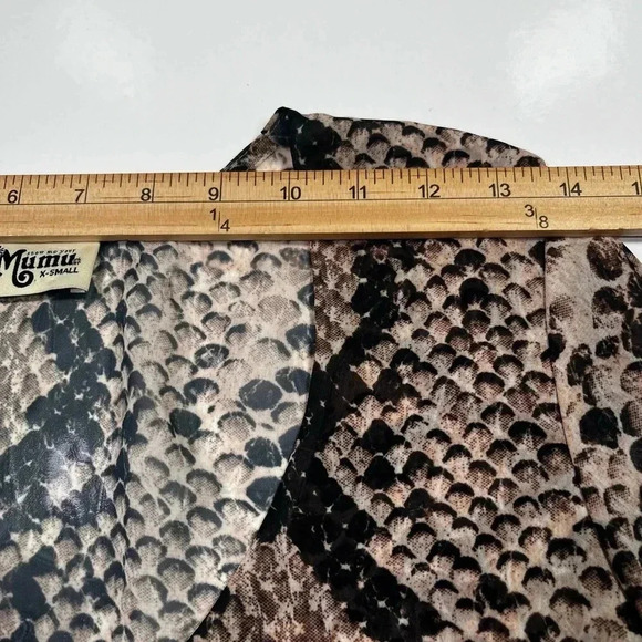 Show Me Your Mumu Blouse Snake Python Brown Bell Sleeve Sheer Women’s Size XS - Picture 9 of 14